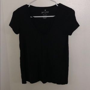 Black cross cross front American eagle shirt